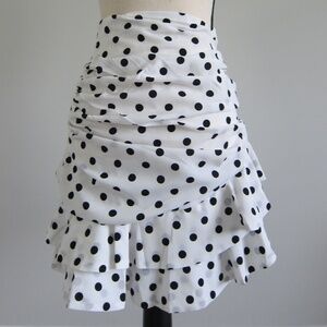 White Polkadot Ruffle Skirt